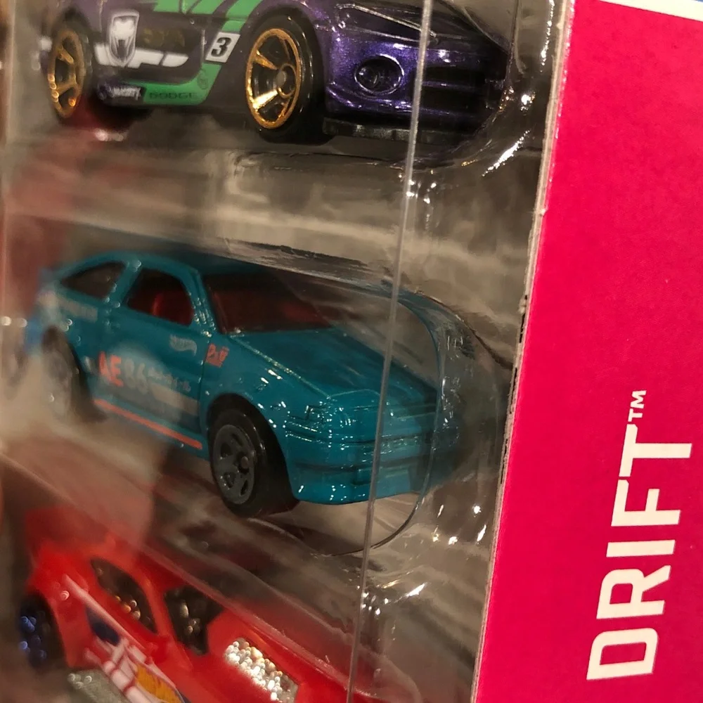 Mattel Hot Wheels Drift Car Set - Blue, Red, White, Yellow